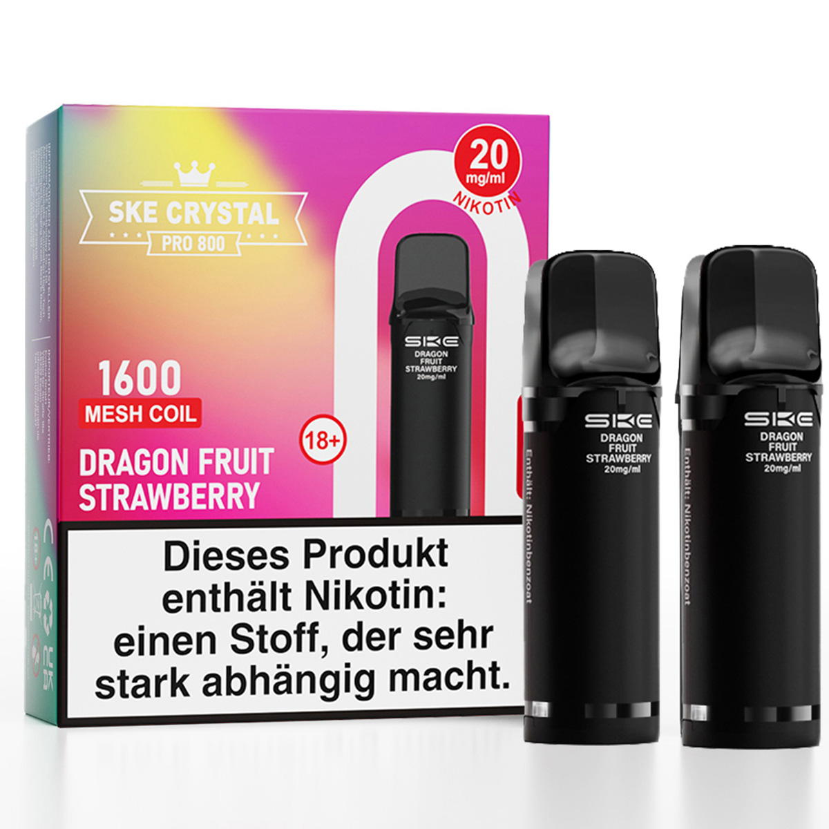 Produktbild SKE Crystal Pro 800 – Dragon Fruit Strawberry – Prefilled Pod 2er Pack