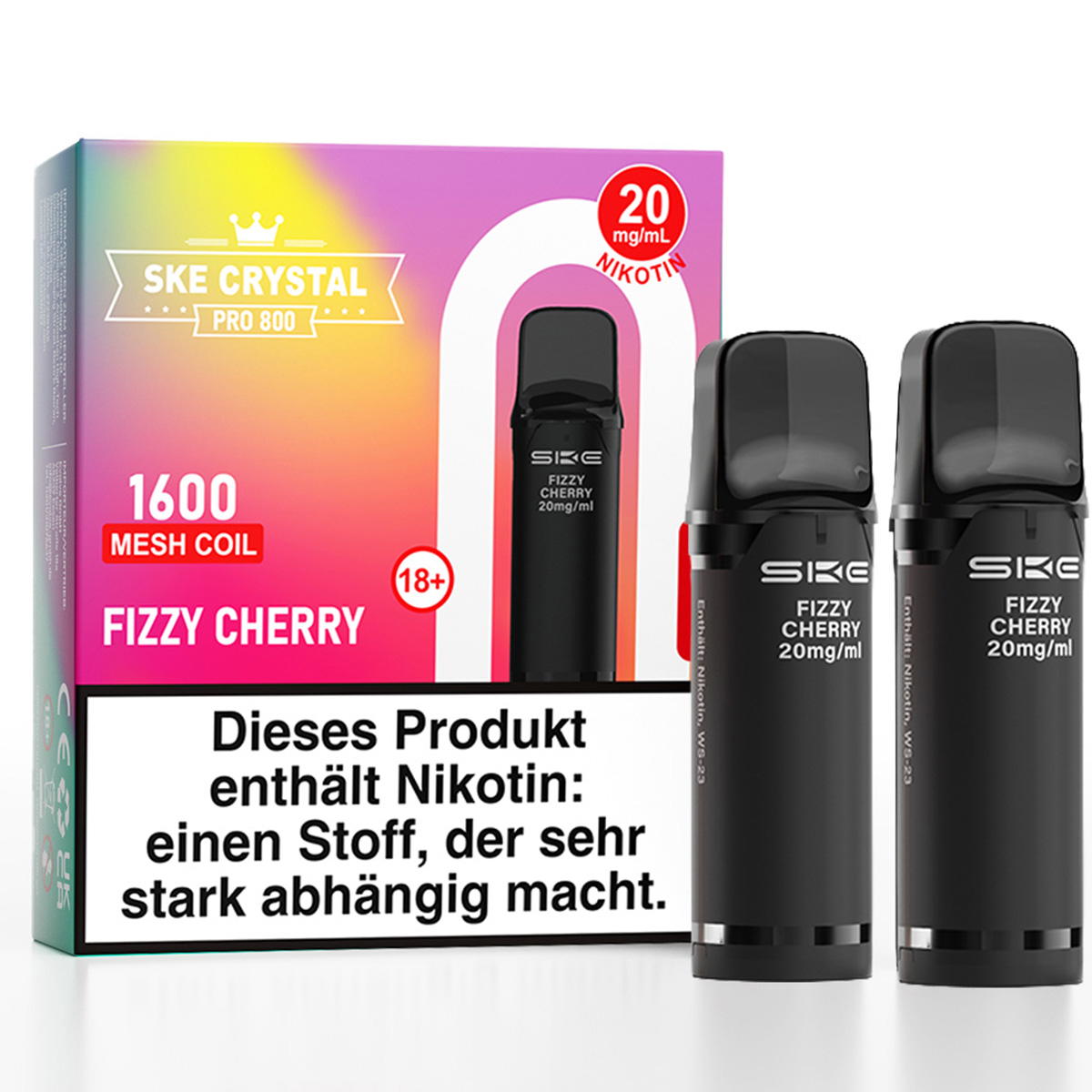 Produktbild SKE Crystal Pro 800 – Fizzy Cherry – Prefilled Pod 2er Pack