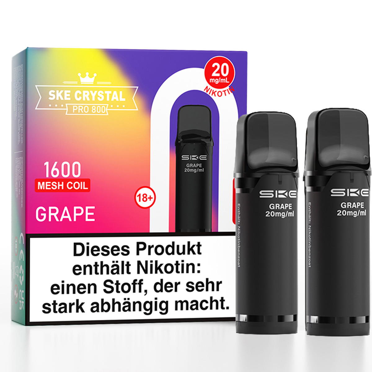 Produktbild SKE Crystal Pro 800 – Grape – Prefilled Pod 2er Pack