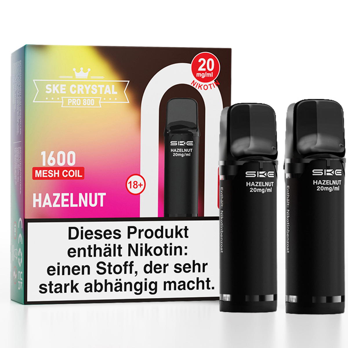 Produktbild SKE Crystal Pro 800 – Hazelnut – Prefilled Pod 2er Pack