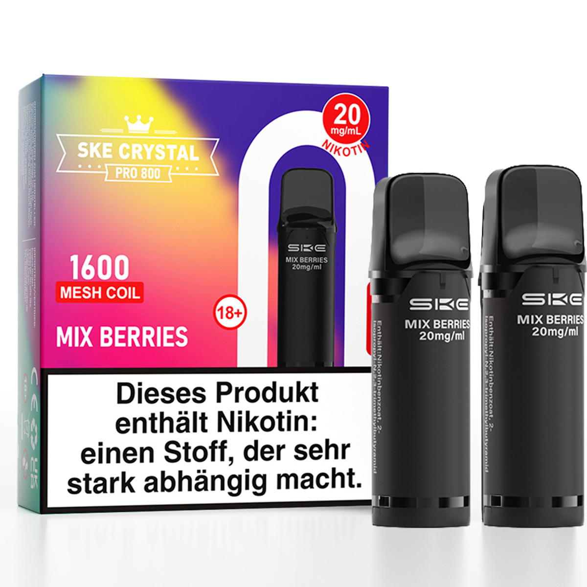 Produktbild SKE Crystal Pro 800 – Mix Berries – Prefilled Pod 2er Pack