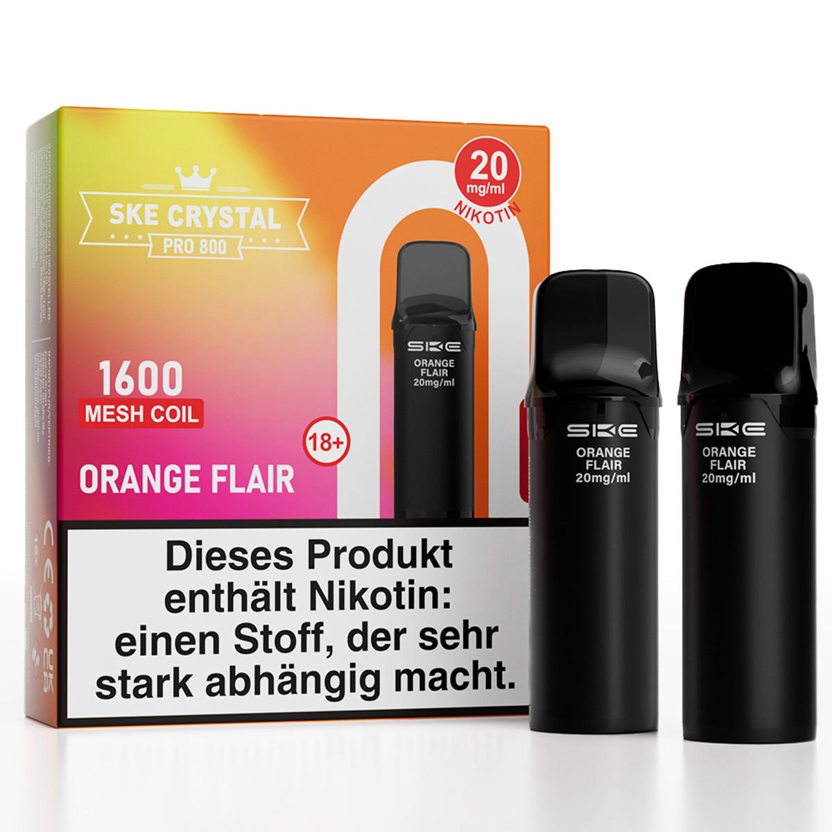 Produktbild SKE Crystal Pro 800 – Orange Flair – Prefilled Pod 2er Pack