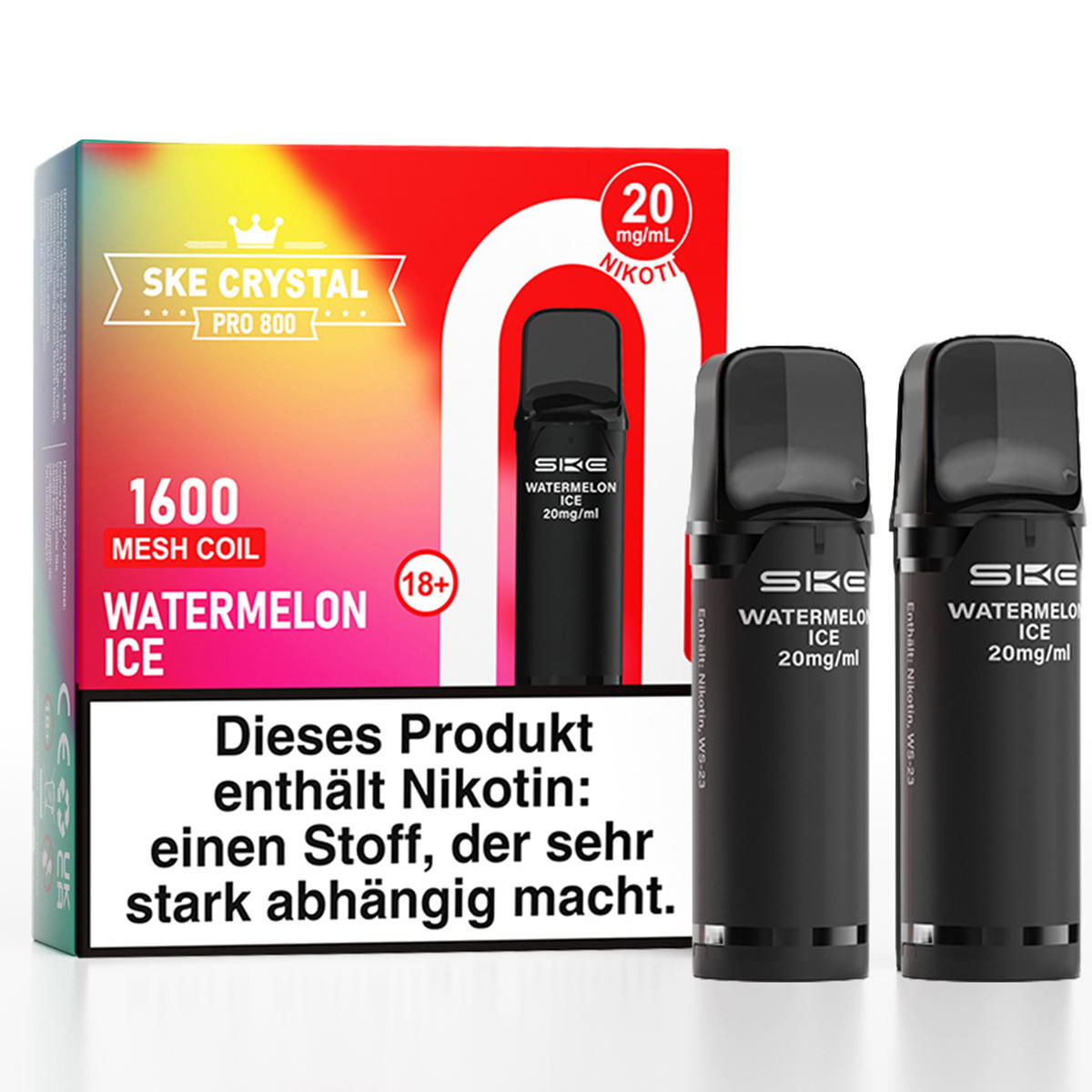 Produktbild SKE Crystal Pro 800 – Watermelon Ice – Prefilled Pod 2er Pack