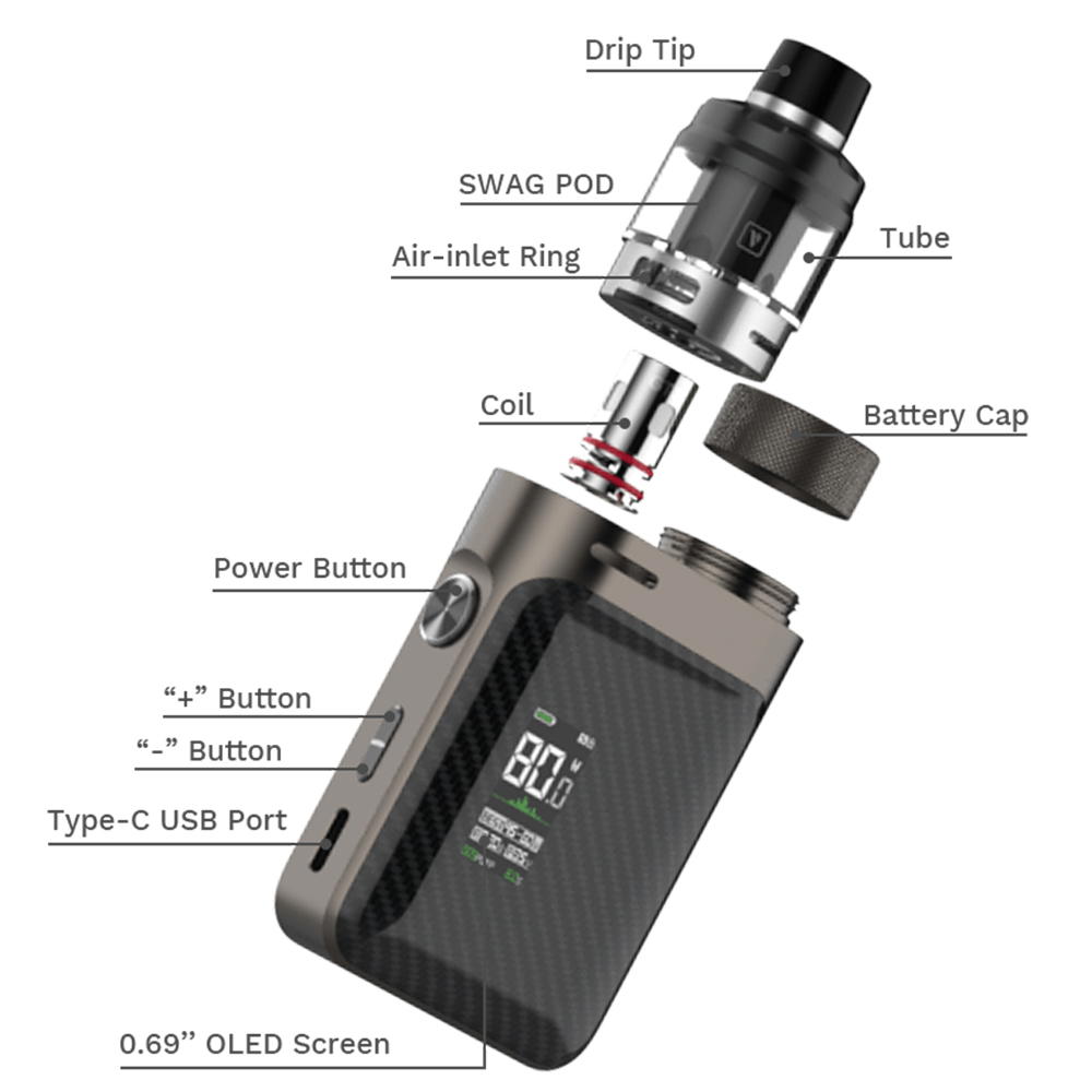 Vaporesso Swag PX80 4ml 80W Pod System Kit Schwarz jetzt kaufen