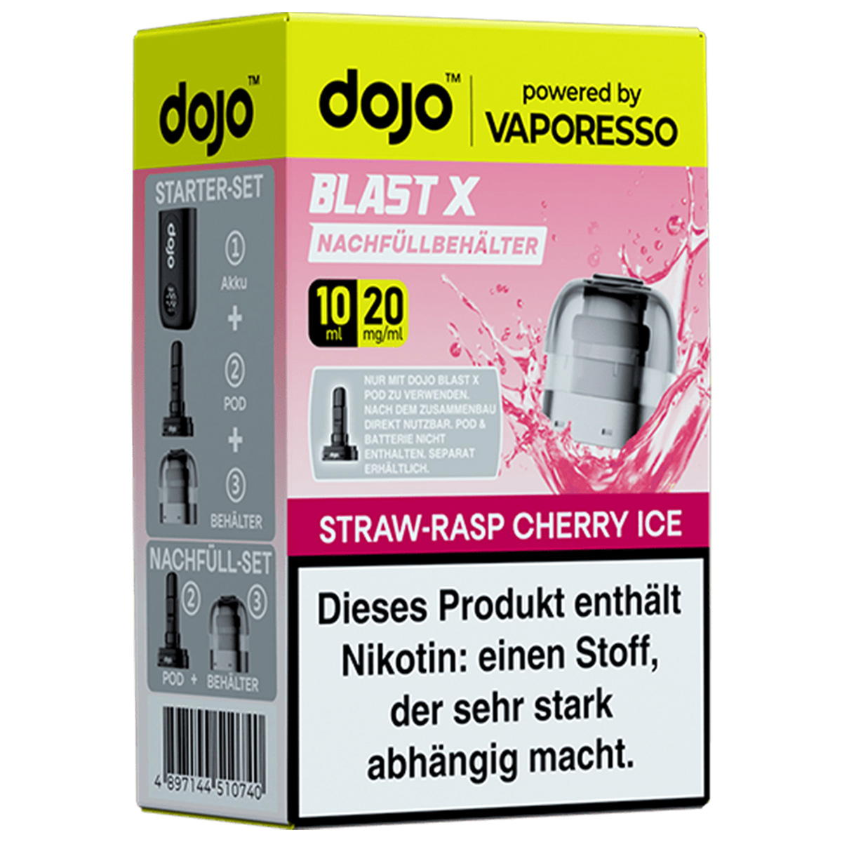 Produktbild Vaporesso DOJO Blast X – Straw-Rasp Cherry Ice – Prefilled Pod Tank