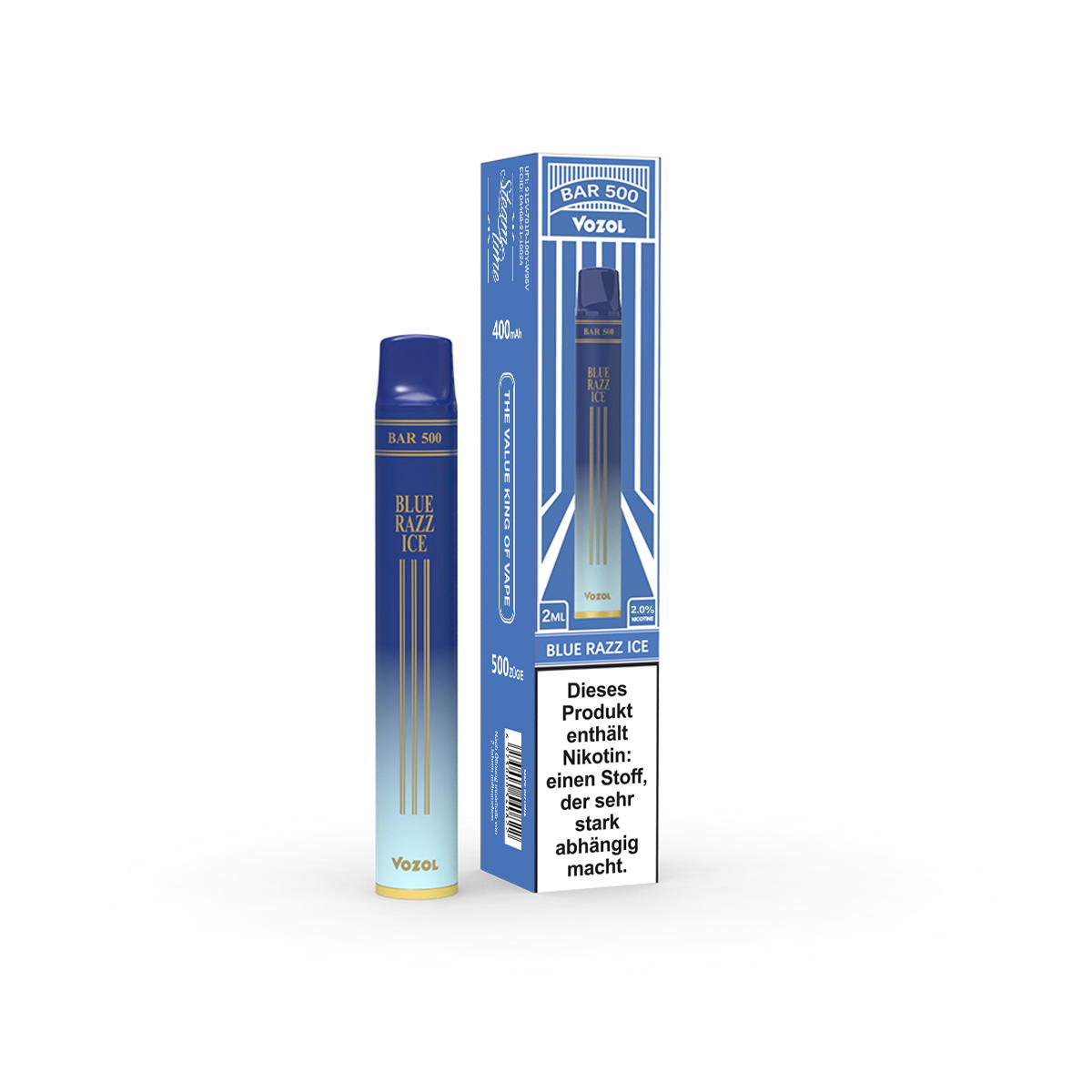 Produktbild Vozol Bar 500 E-Zigarette 500 Züge 400mAh NicSalt Blue Razz ICE