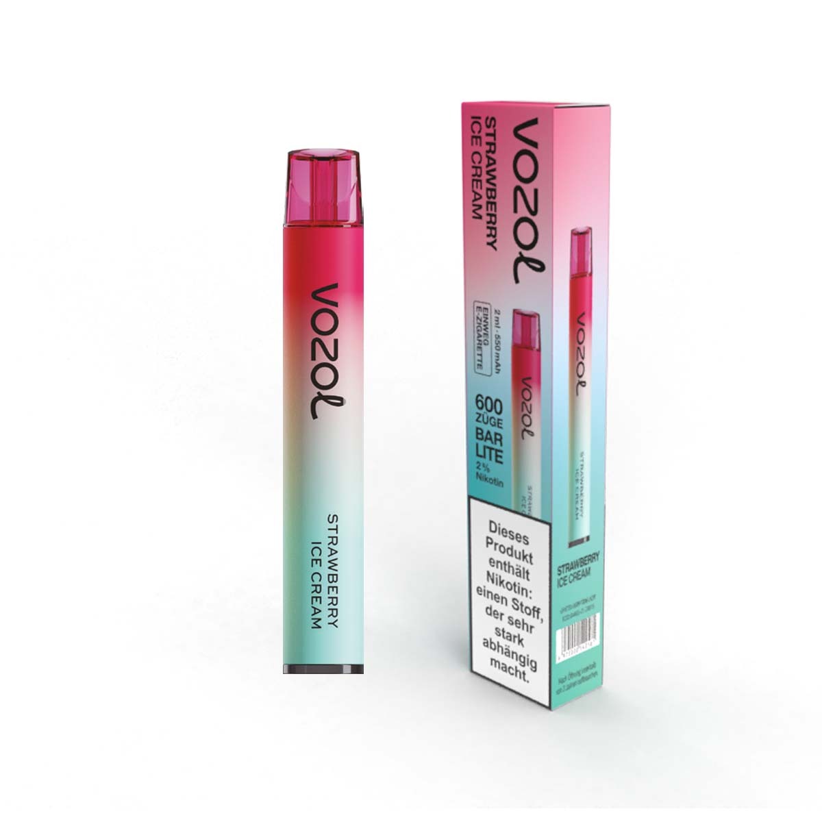 Produktbild Vozol Bar Lite E-Zigarette 20mg 600Züge 550mAh NicSalt Strawberry Ice Cream