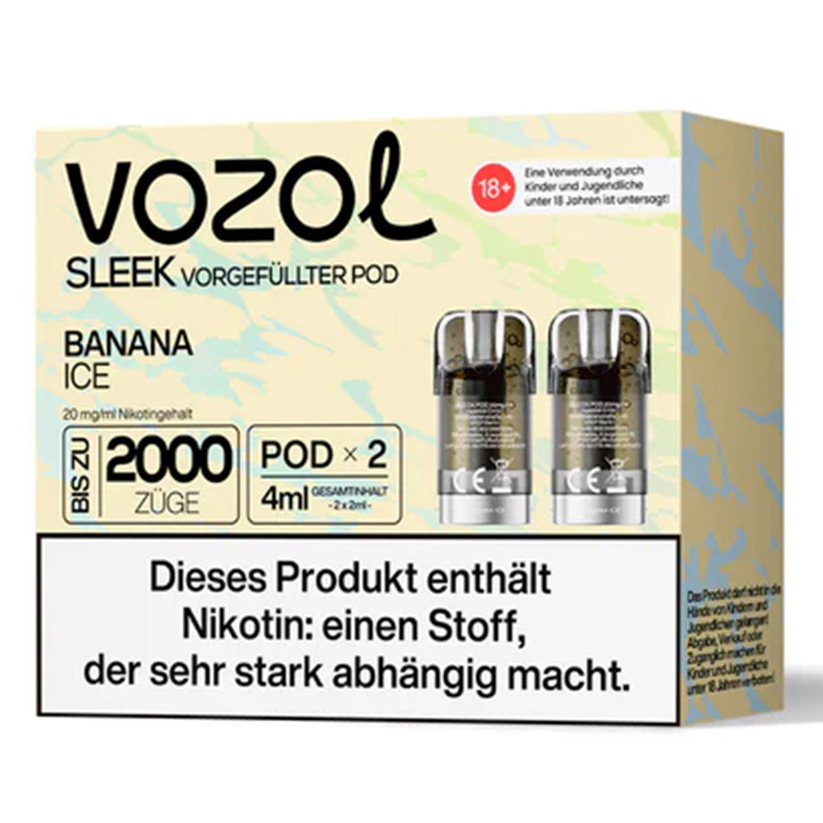 Produktbild Vozol Sleek – Banana Ice – Prefilled Pod 2er Pack