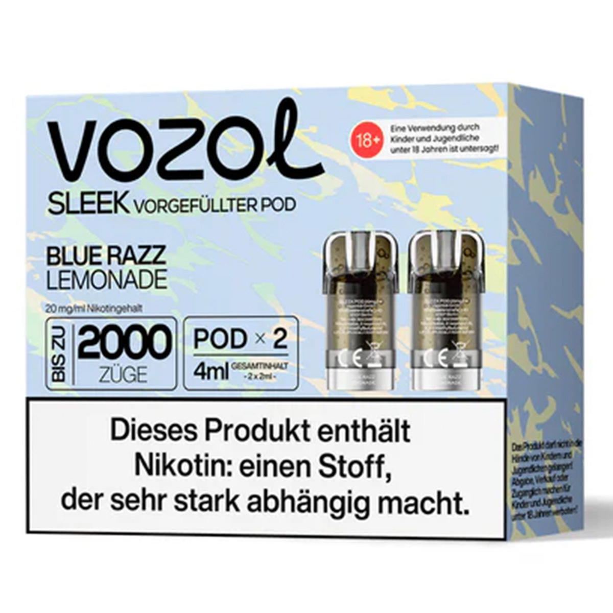 Produktbild Vozol Sleek – Blue Razz Lemonade – Prefilled Pod 2er Pack