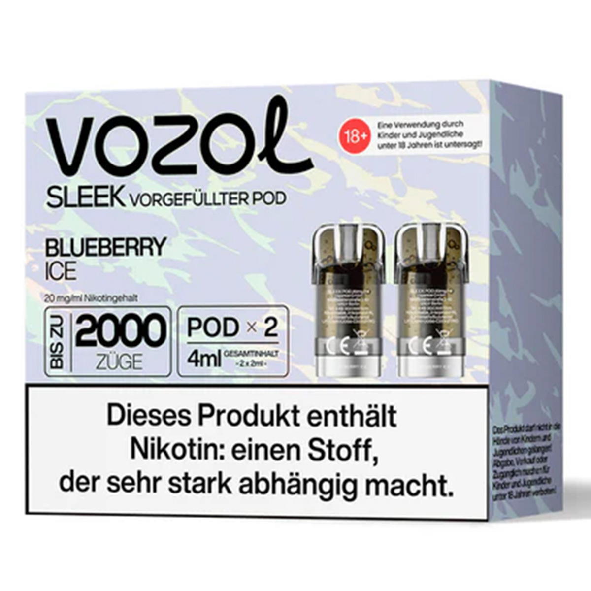 Produktbild Vozol Sleek – Blueberry Ice – Prefilled Pod 2er Pack