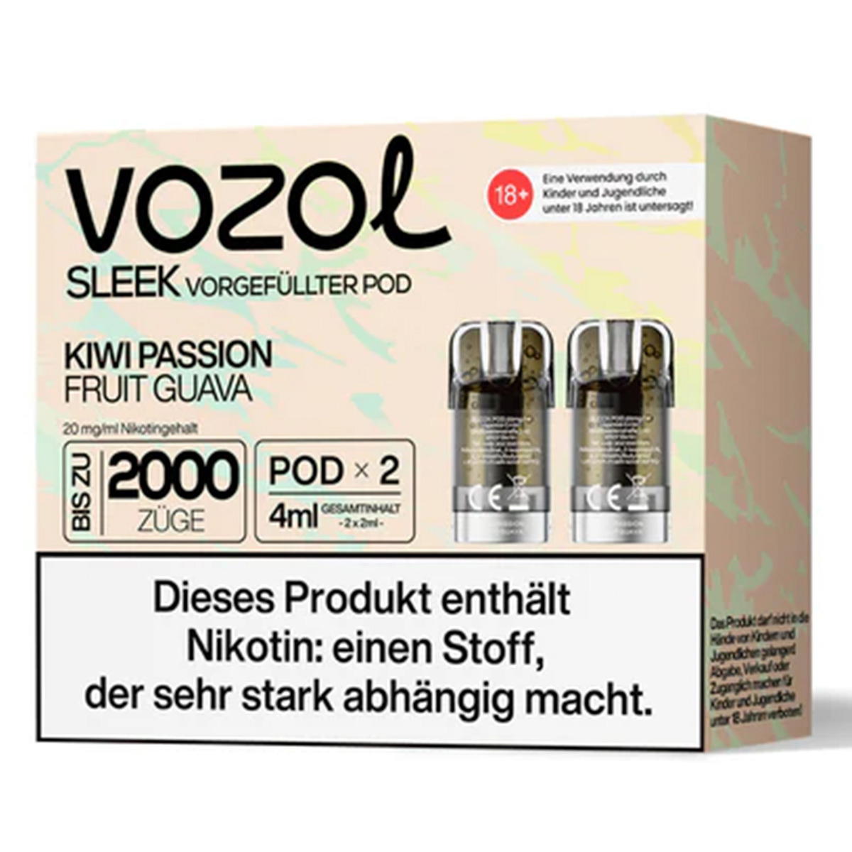 Produktbild Vozol Sleek – Kiwi Passionfruit Guava – Prefilled Pod 2er Pack
