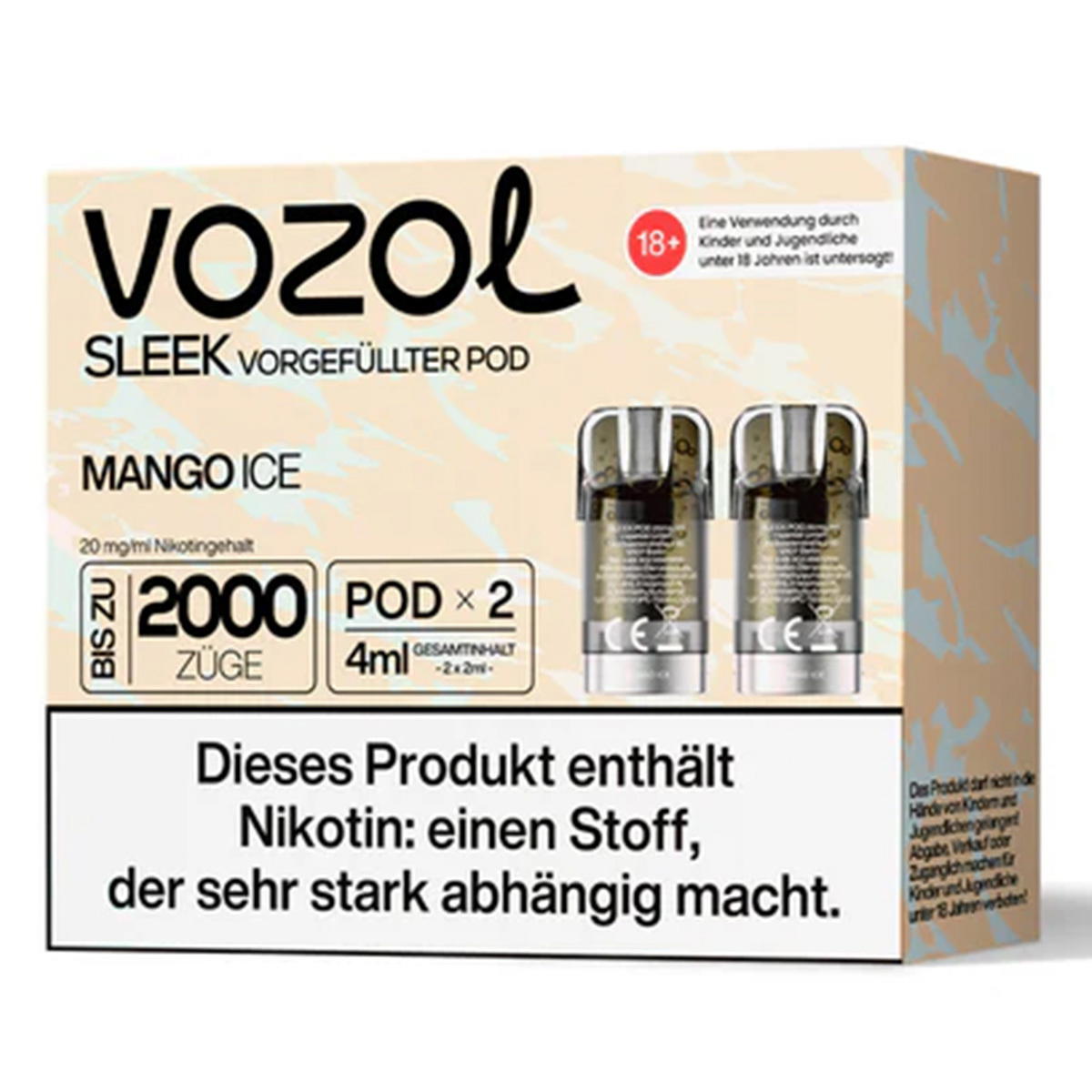 Produktbild Vozol Sleek – Mango Ice – Prefilled Pod 2er Pack