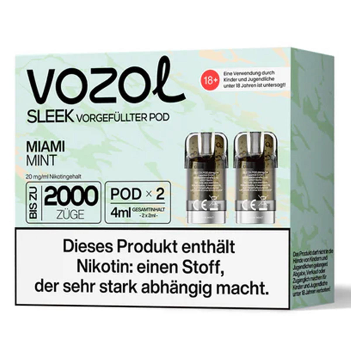Produktbild Vozol Sleek – Miami Mint – Prefilled Pod 2er Pack