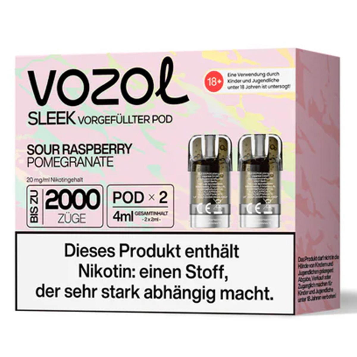 Produktbild Vozol Sleek – Sour Raspberry Pomegranate – Prefilled Pod 2er Pack Produktbild Vozol Sleek – Sour Raspberry Pomegranate – Prefilled Pod 2er Pack