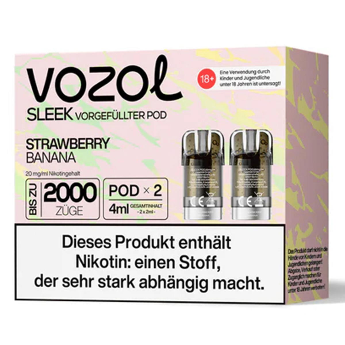 Produktbild Vozol Sleek – Strawberry Banana – Prefilled Pod 2er Pack Produktbild Vozol Sleek – Strawberry Banana – Prefilled Pod 2er Pack