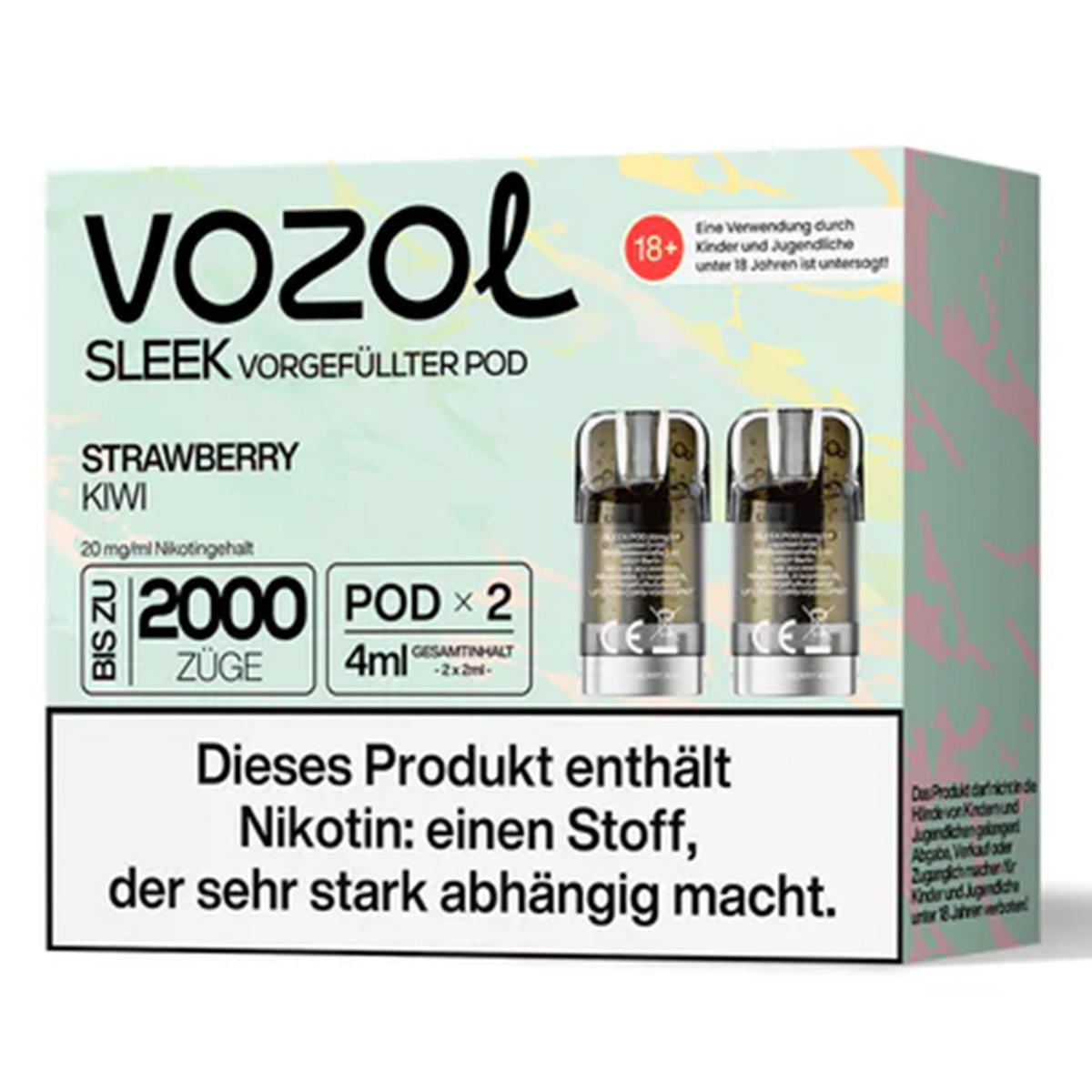 Produktbild Vozol Sleek – Strawberry Kiwi – Prefilled Pod 2er Pack
