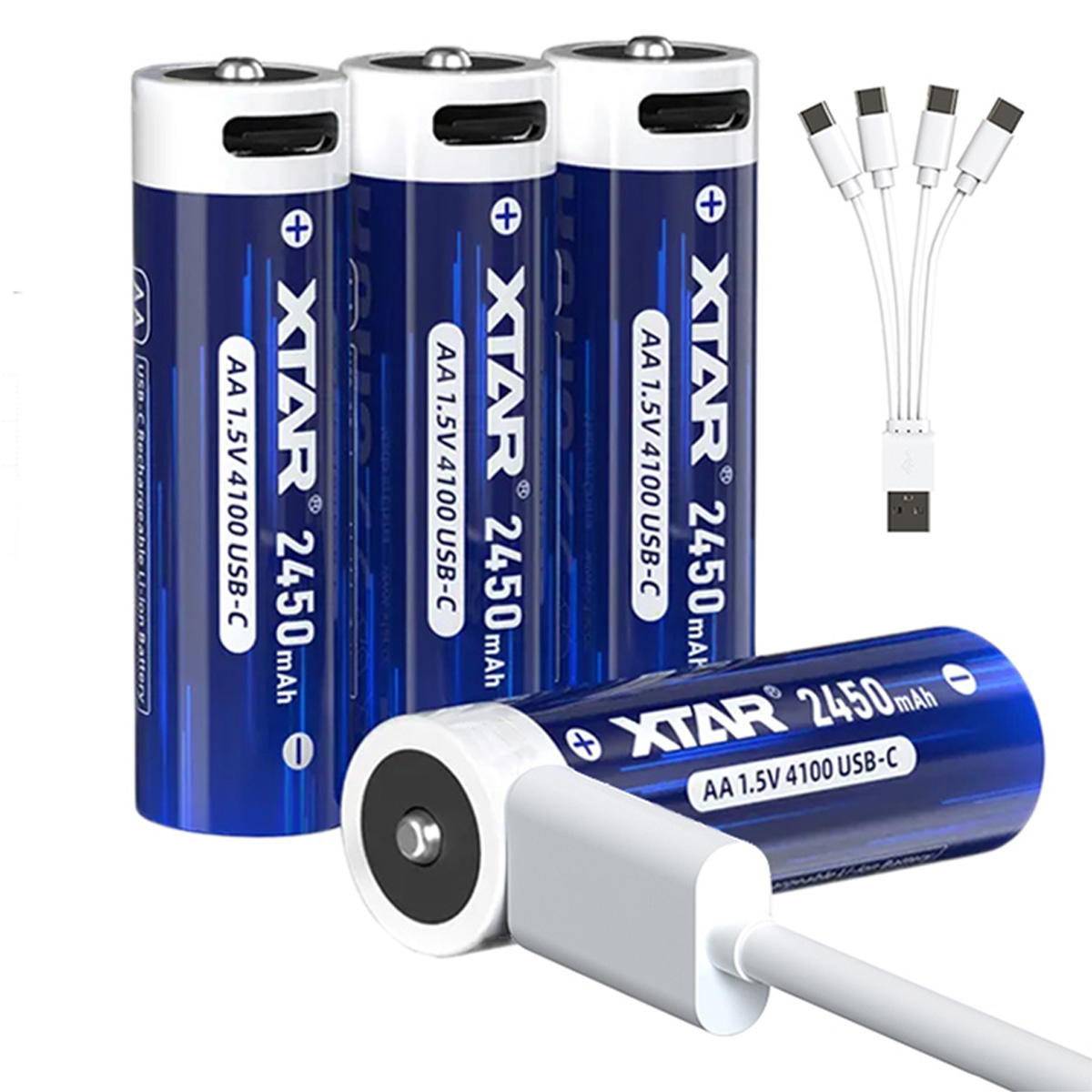 Produktbild XTAR AA 1.5V 2450mAh Li-Ion Akku USB Typ-C 4er Pack