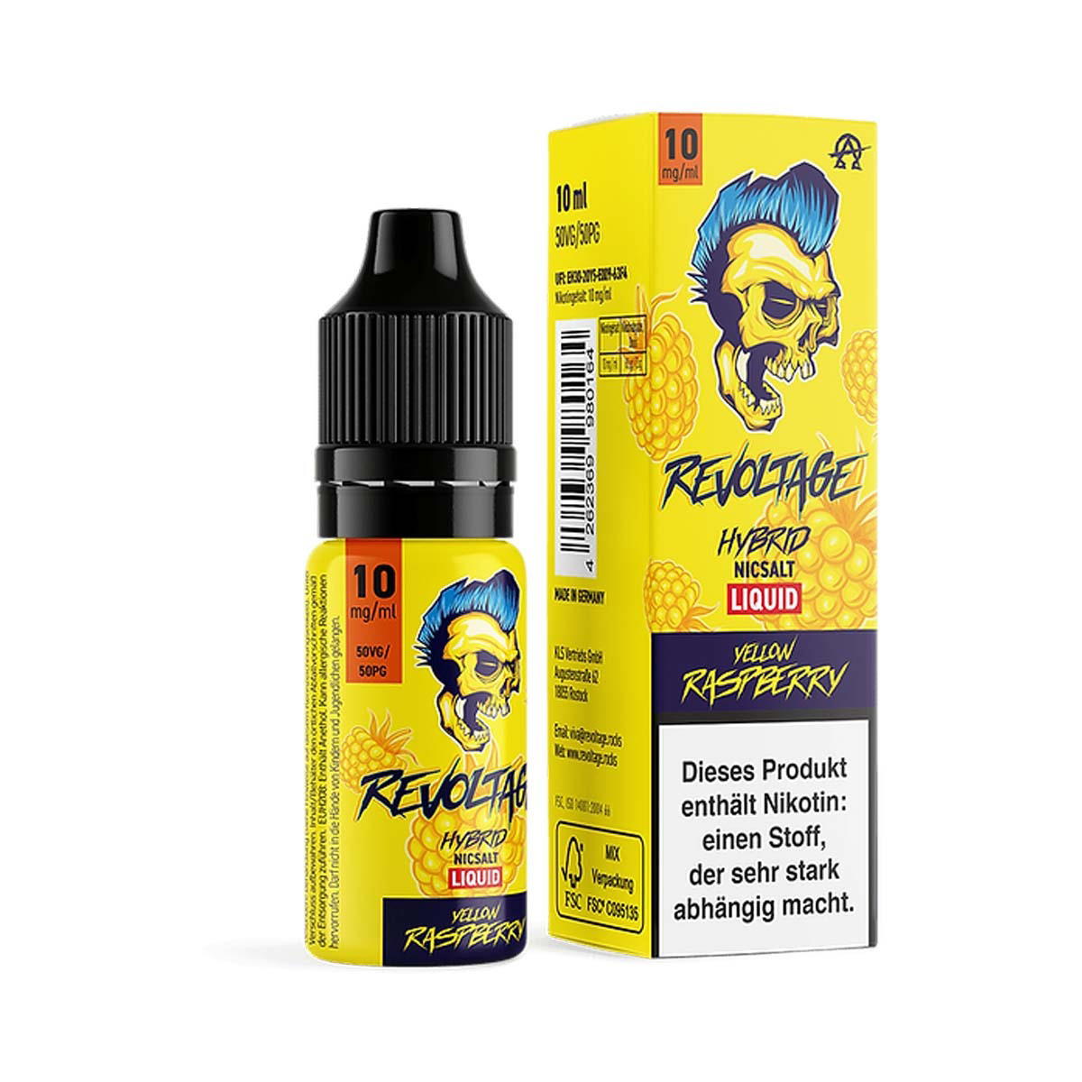 Produktbild Yellow Raspberry 10ml Hybrid NicSalt Liquid by Revoltage