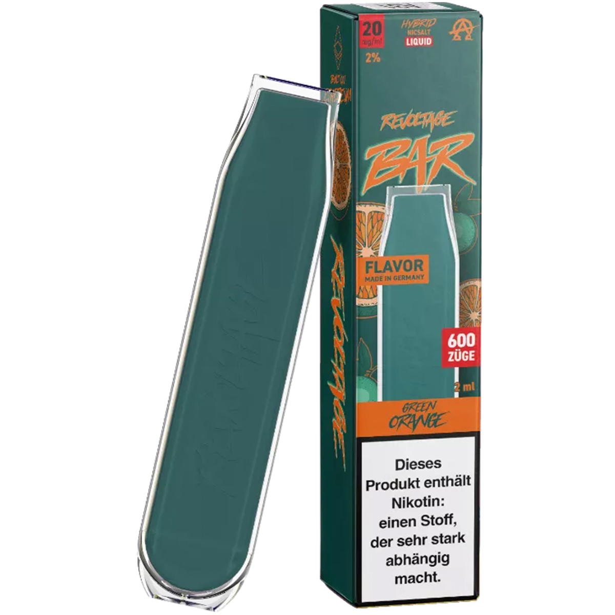 Produktbild Revoltage Bar E-Zigarette 600 Züge 450mAh Green Orange