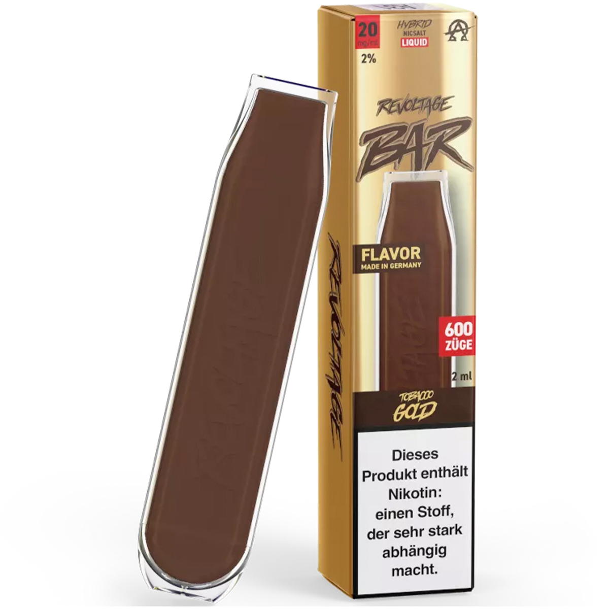 Produktbild Revoltage Bar E-Zigarette 600 Züge 450mAh Tobacco Gold