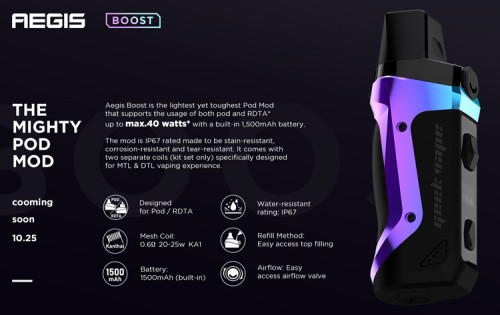 GeekVape Aegis Boost 3,7ml 1500mAh Pod System Kit Schwarz