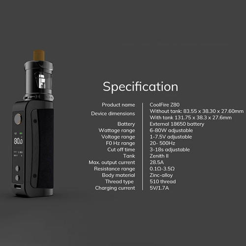 Innokin Coolfire Z80 5,5ml 80W Kit inkl. Zenith II Tank Hellgrau