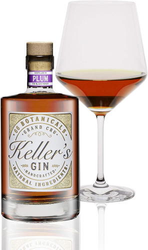 Keller’s Plum Distilled Gin vielseitiger Premium Gin aus 66 Botanicals mit fruchtiger Pflaume 35% - 500ml