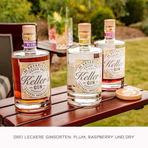 Keller’s Raspberry Distilled Gin vielseitiger Premium Gin aus 66 Botanicals mit fruchtiger Himbeere 35% - 500ml