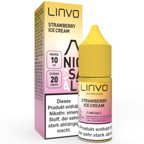 Strawberry Ice Cream NicSalt Liquid by Linvo 10ml / 20mg