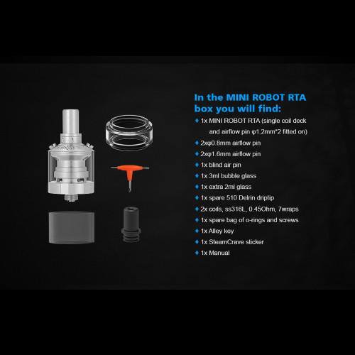 Steamcrave Mini Robot 2ml RTA Tank Verdampfer Schwarz