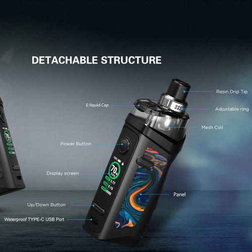 VandyVape Jackaroo 70W 2000mAh 4,5ml Pod System Kit Obsidian Schwarz