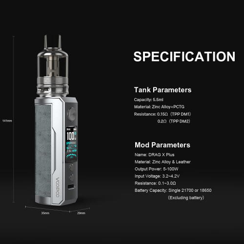 VooPoo Drag X Plus 5,5ml 100W Kit inkl. TPP Tank Blau