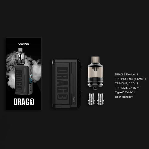 VooPoo Drag 3 5,5ml 177W Kit inkl. TPP Tank Grau